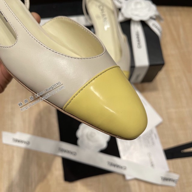Chanel專櫃經典款女士涼鞋 香奈兒時尚sling back涼鞋平跟鞋6.5cm中跟鞋 dx2565